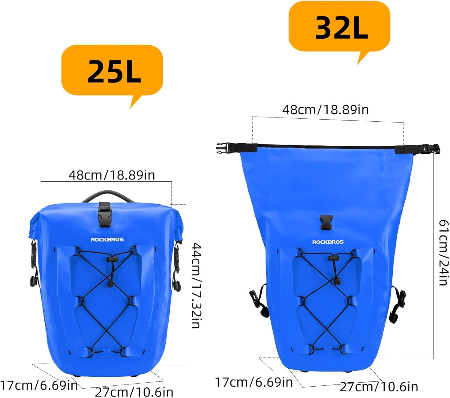 imageROCKBROS Bike Panniers Waterproof Bike Rear Rack Bag Max 30L Large Capacity Bike Rear Panniers for Cycling Traveling Commuting 2 PackBlue1