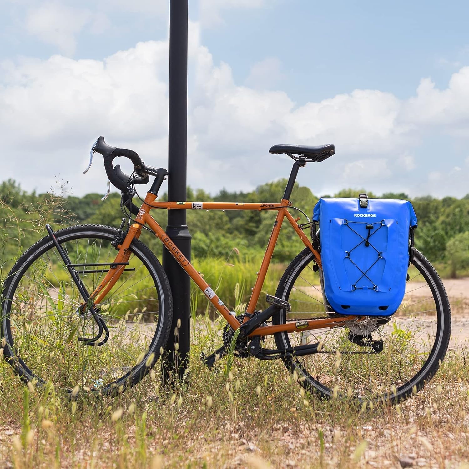 imageROCKBROS Bike Panniers Waterproof Bike Rear Rack Bag Max 30L Large Capacity Bike Rear Panniers for Cycling Traveling Commuting 2 PackBlue2