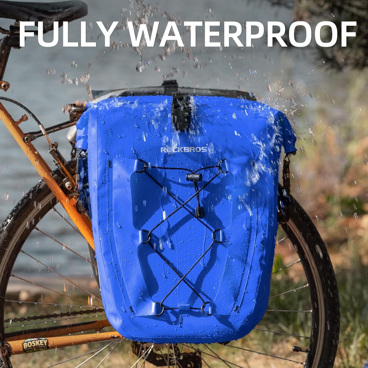 imageROCKBROS Bike Panniers Waterproof Bike Rear Rack Bag Max 30L Large Capacity Bike Rear Panniers for Cycling Traveling Commuting 2 PackBlue2