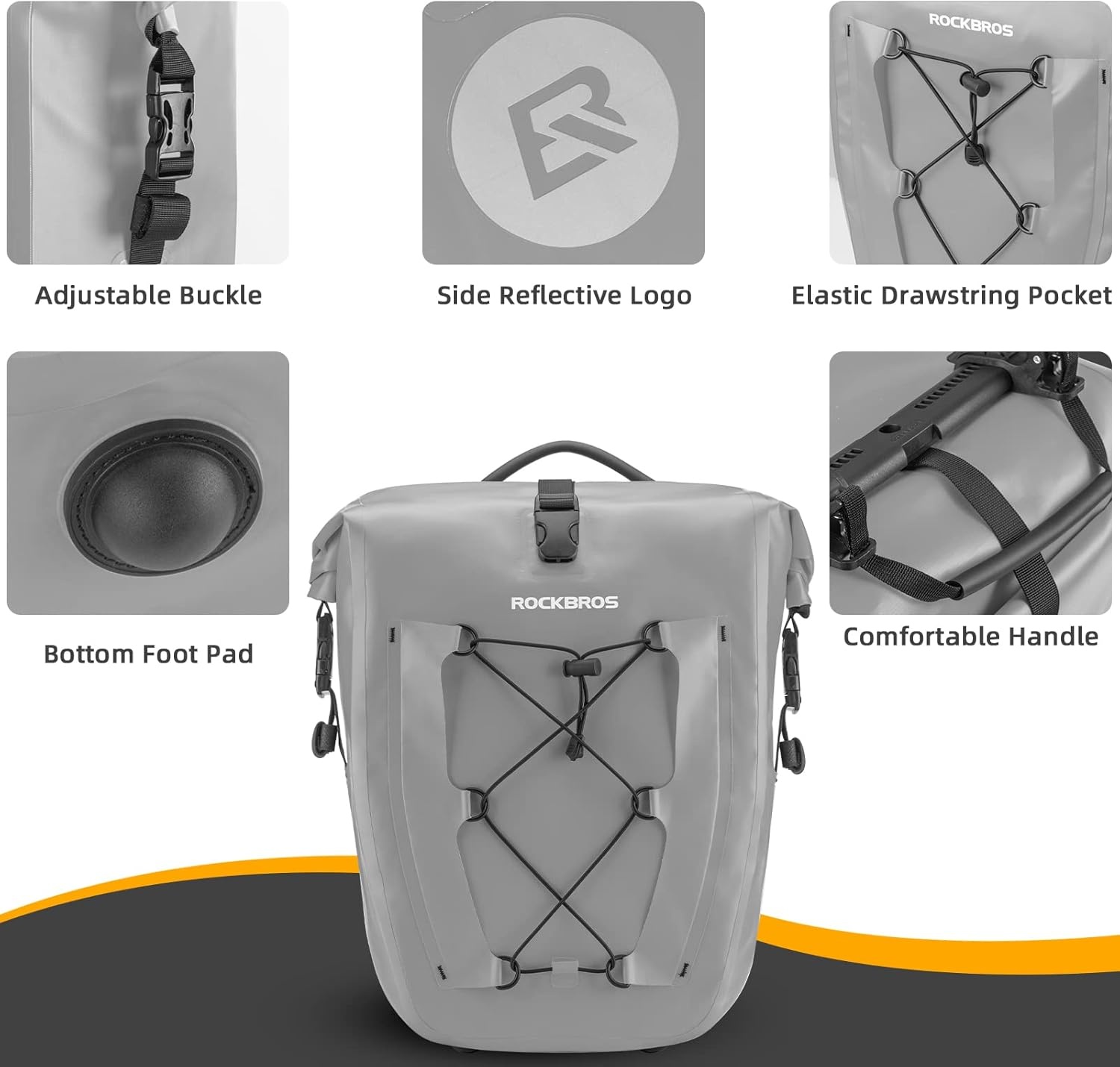 imageROCKBROS Bike Panniers Waterproof Bike Rear Rack Bag Max 30L Large Capacity Bike Rear Panniers for Cycling Traveling Commuting 2 PackGrey1