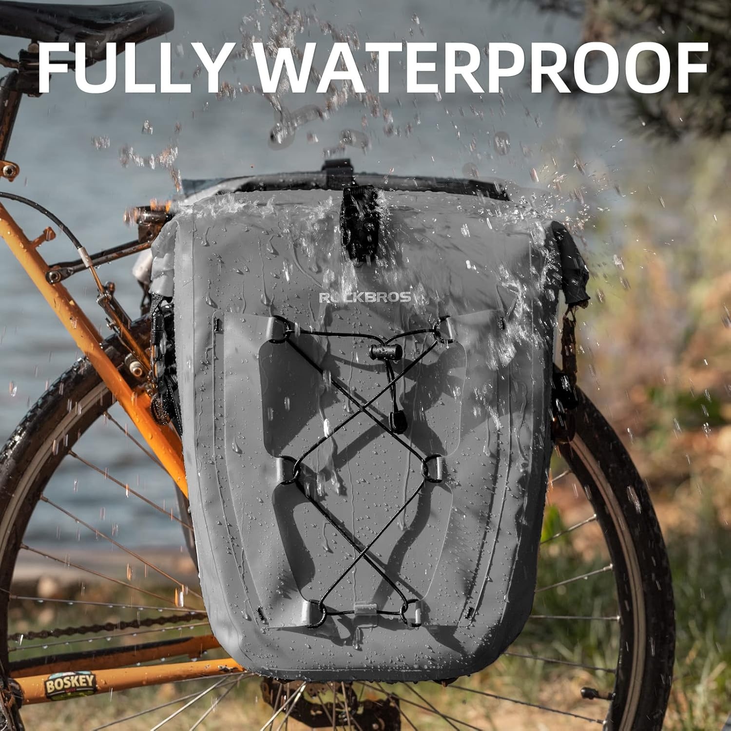 imageROCKBROS Bike Panniers Waterproof Bike Rear Rack Bag Max 30L Large Capacity Bike Rear Panniers for Cycling Traveling Commuting 2 PackGrey2