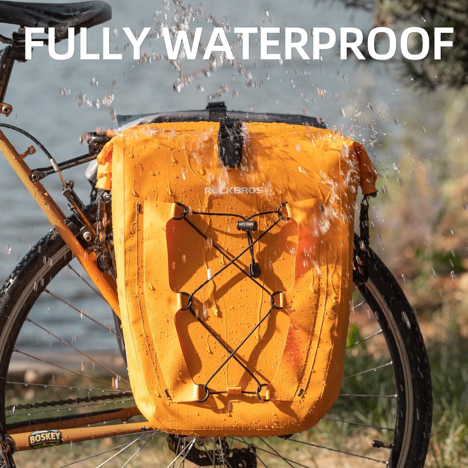 imageROCKBROS Bike Panniers Waterproof Bike Rear Rack Bag Max 30L Large Capacity Bike Rear Panniers for Cycling Traveling Commuting 2 PackOrange2
