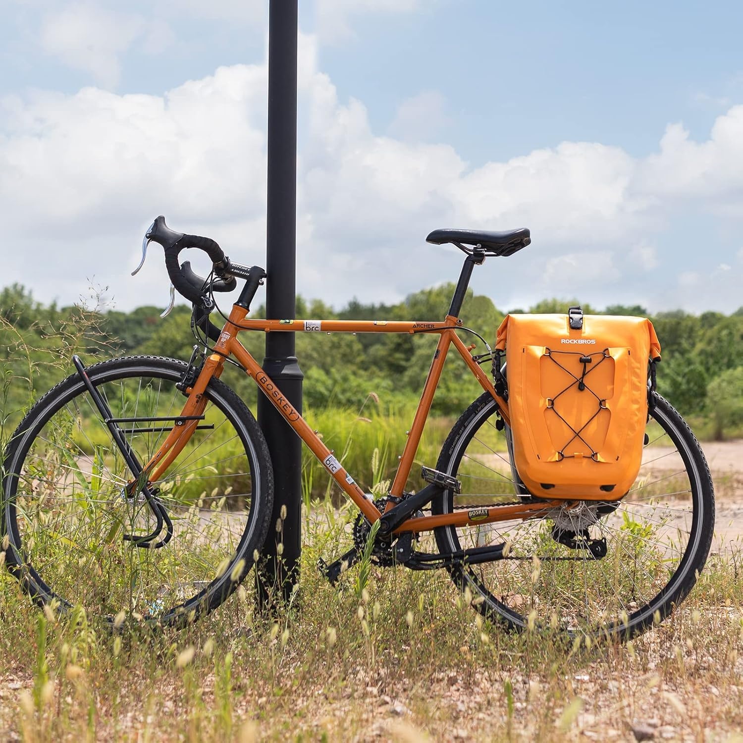 imageROCKBROS Bike Panniers Waterproof Bike Rear Rack Bag Max 30L Large Capacity Bike Rear Panniers for Cycling Traveling Commuting 2 PackOrange2