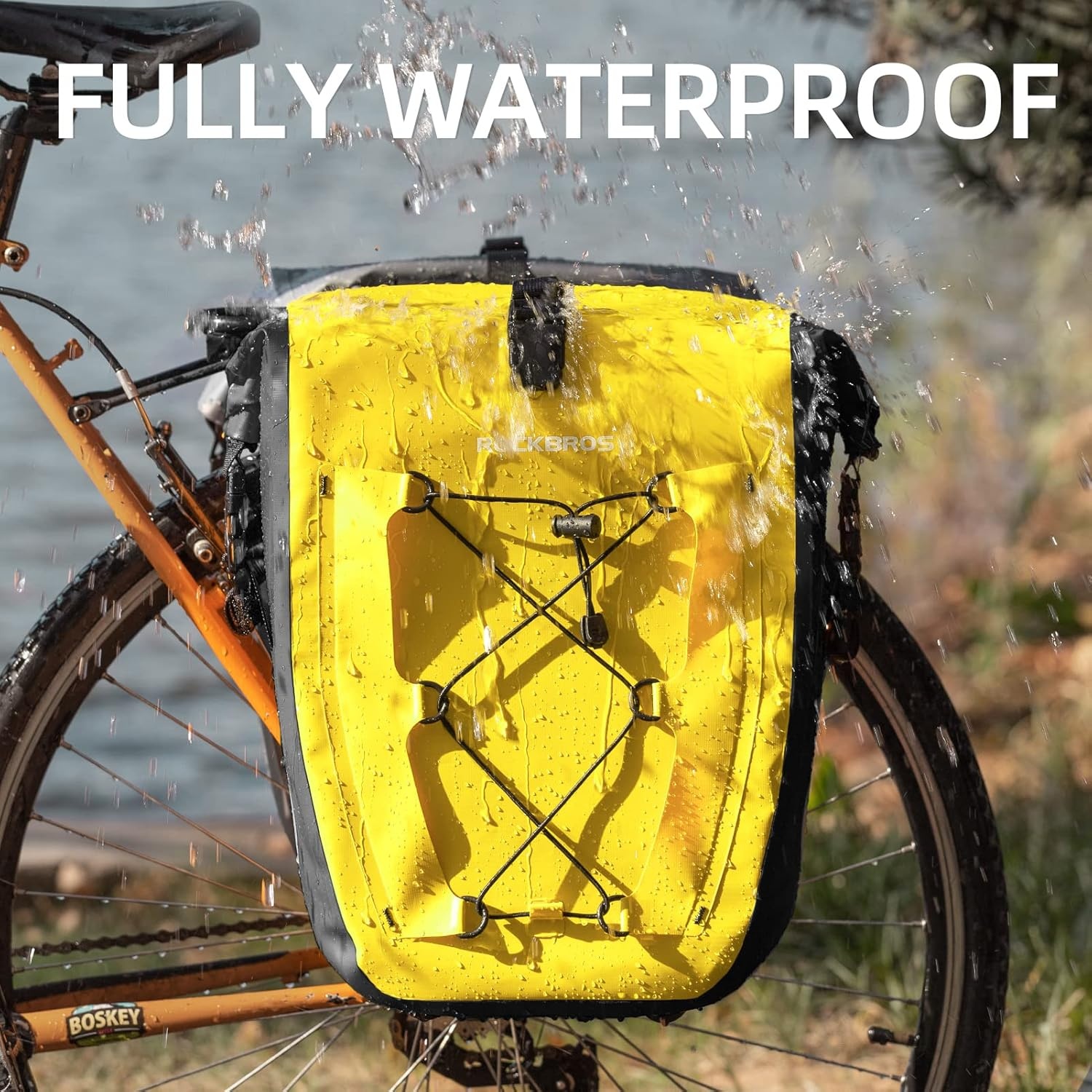 imageROCKBROS Bike Panniers Waterproof Bike Rear Rack Bag Max 30L Large Capacity Bike Rear Panniers for Cycling Traveling Commuting 2 PackYellow1