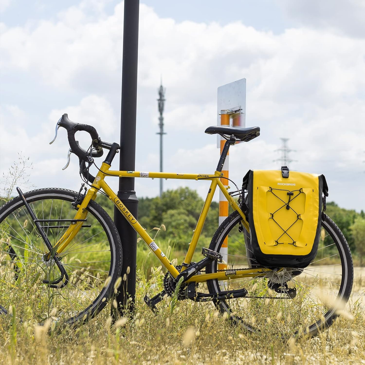 imageROCKBROS Bike Panniers Waterproof Bike Rear Rack Bag Max 30L Large Capacity Bike Rear Panniers for Cycling Traveling Commuting 2 PackYellow1