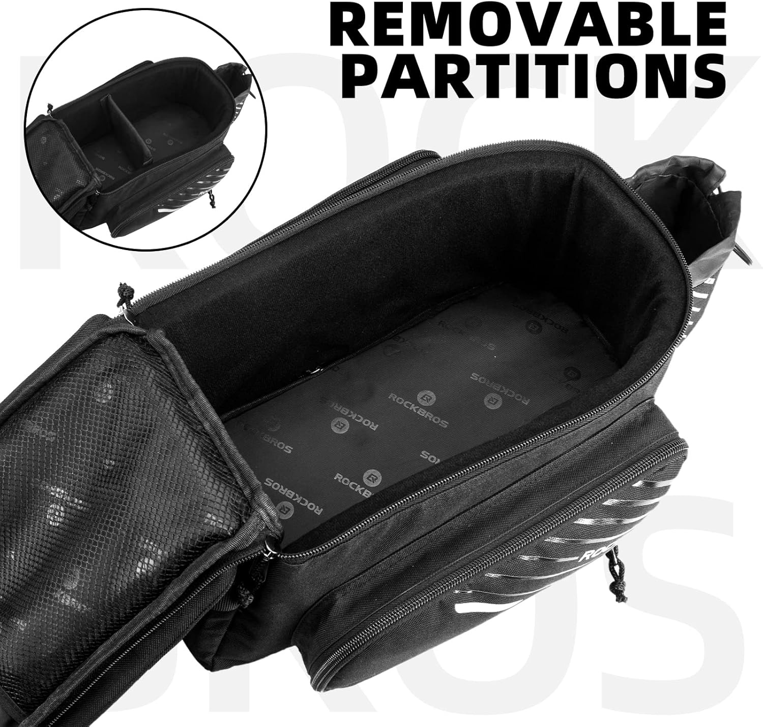 imageROCKBROS Bike Rack Bag Bicycle Bag Trunk Rear Rack Bag Bike Panniers Bike Accessories Basket Storage Luggage Saddle Shoulder Bag 13L for E bike Bicycle With Rain Cover Biking Accessories Gear