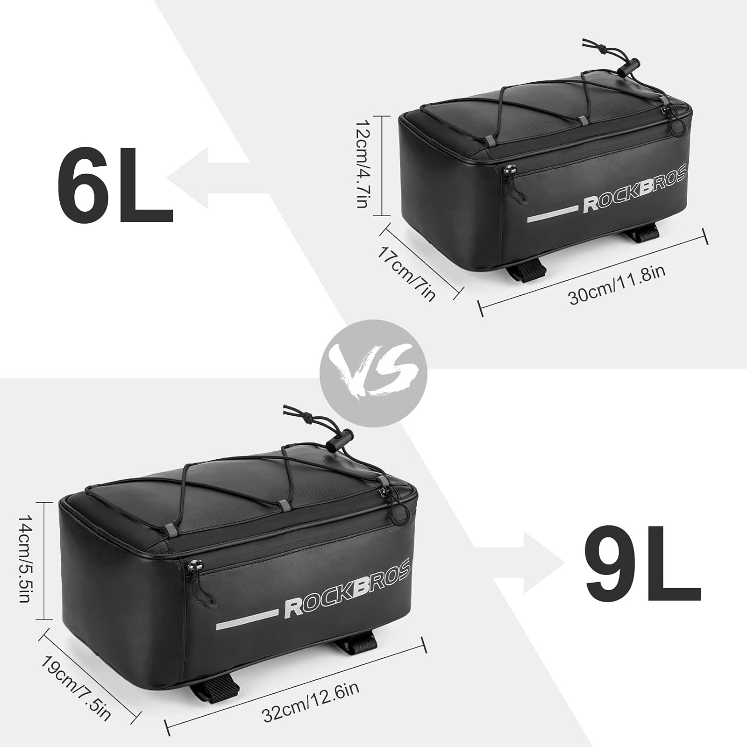 imageROCKBROS Bike Rack Bag Bike Trunk Bag Rear Bike Rack Bag for Travel with Rain Cover amp Reflective Stripes 6LBlack6L