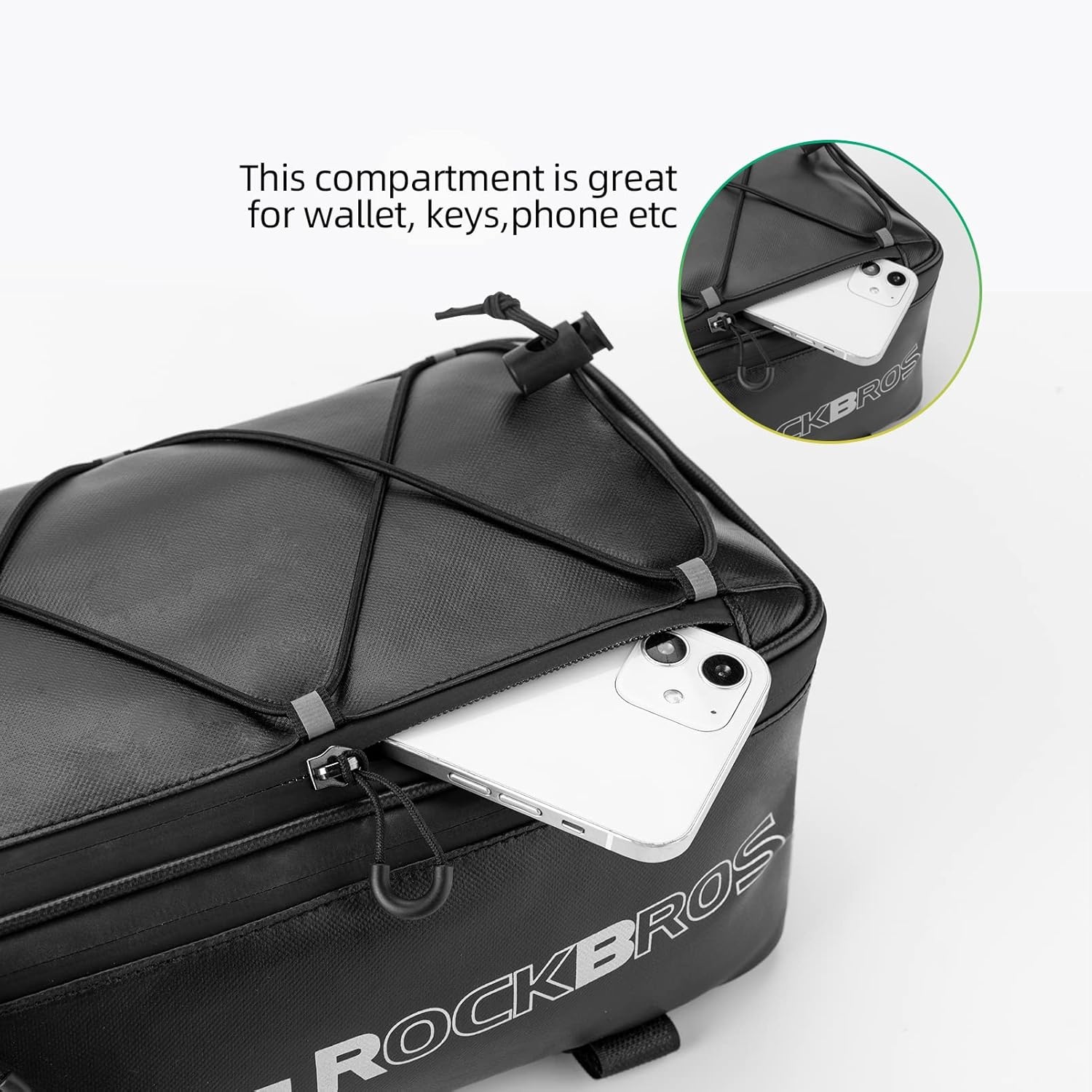imageROCKBROS Bike Rack Bag Bike Trunk Bag Rear Bike Rack Bag for Travel with Rain Cover amp Reflective Stripes 6LBlack6L