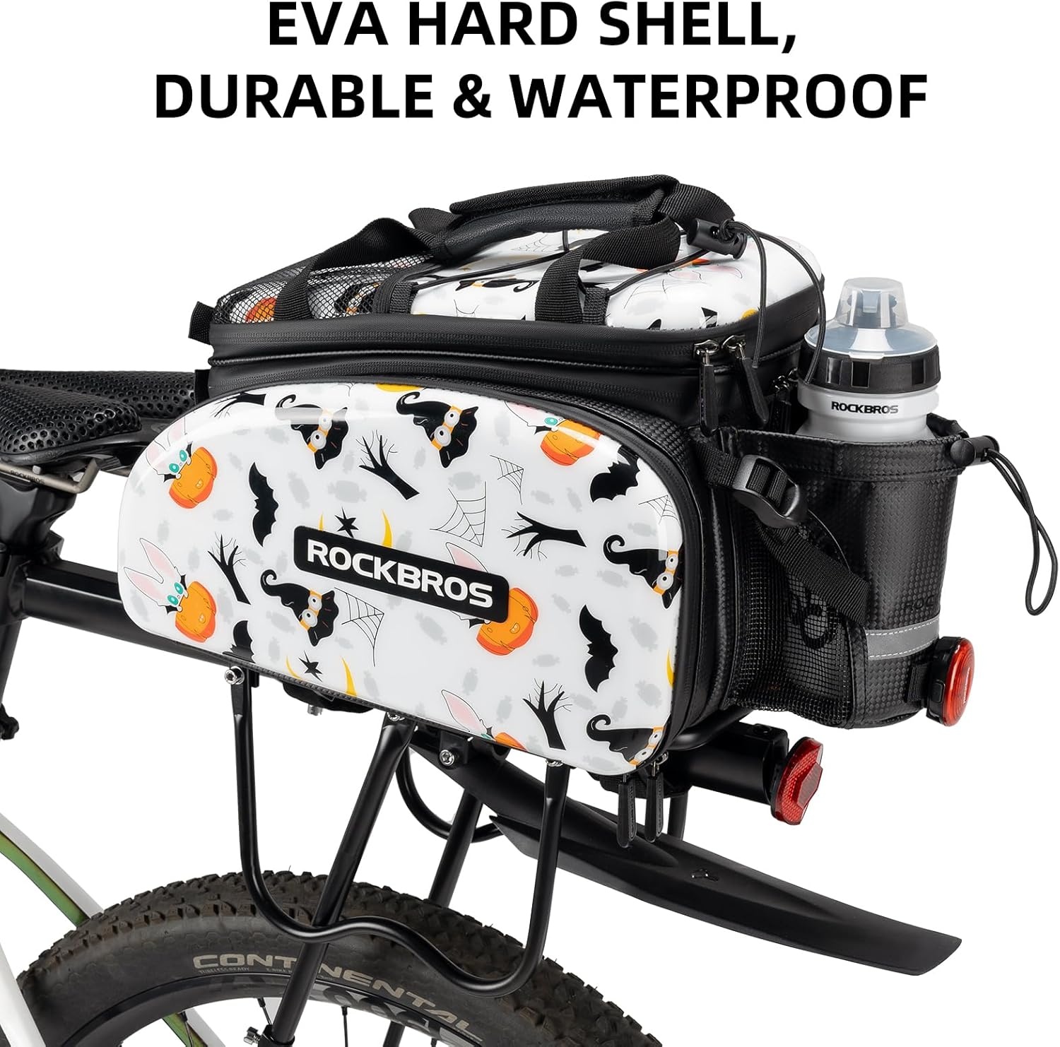 imageROCKBROS Bike Rack Bag Trunk Waterproof Carbon Leather Bicycle Rear Seat Cargo Pack Pannier HandbagWhite