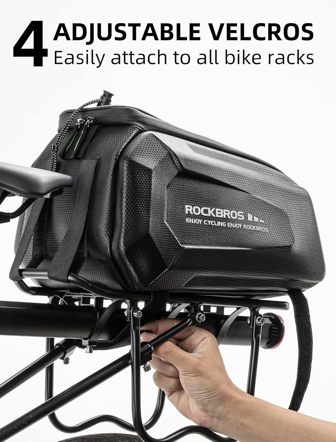 imageROCKBROS Bike Rack Bags 9LHard Shell Bicycle Rear Rack Bag Large Pannier for Bicycle Rear Rack Bags Bike Rear Seat Bag Bike Trunk Bag Ebike Battery Bag Bike Saddle Bag for Rear Rack Bike Accessories