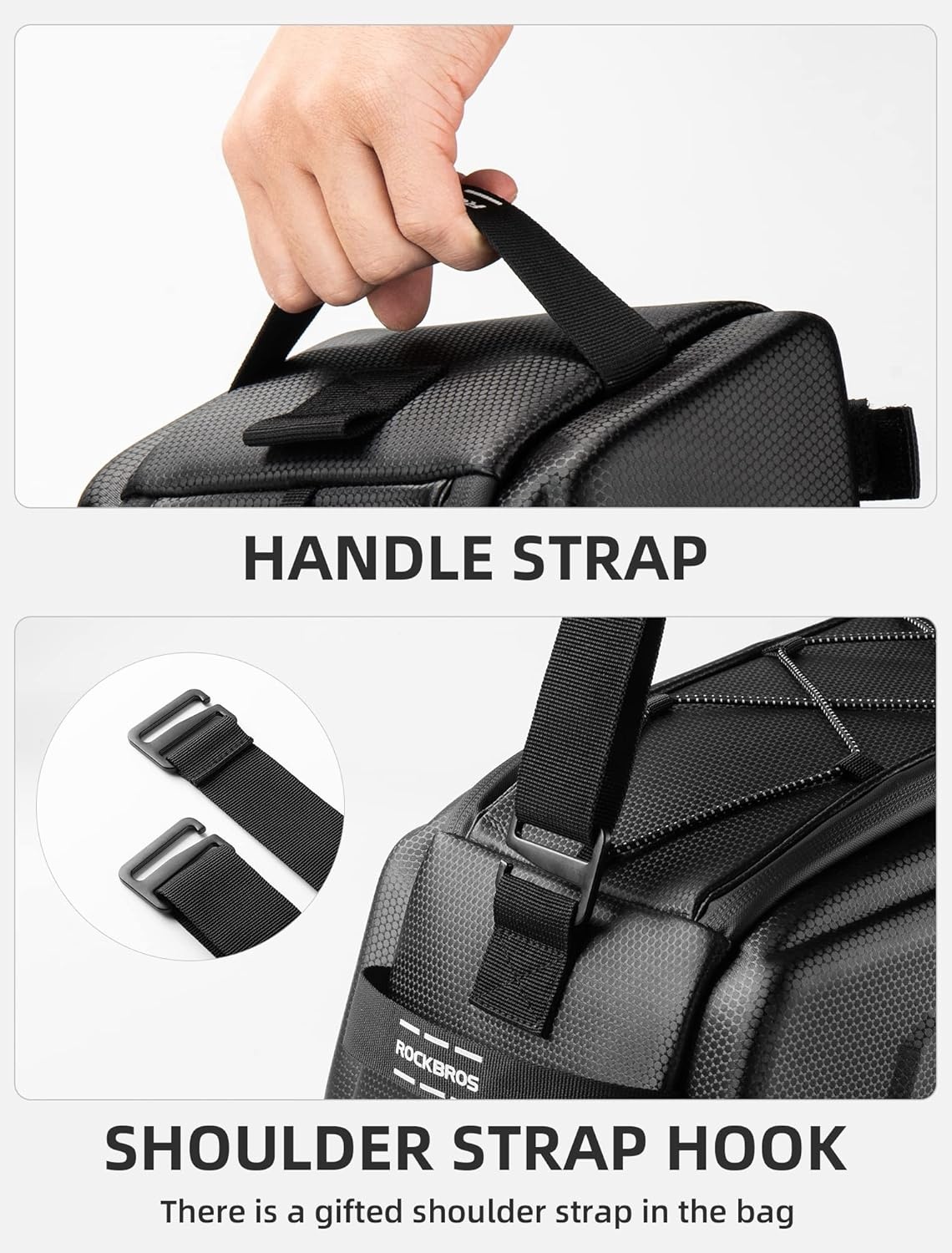 imageROCKBROS Bike Rack Bags 9LHard Shell Bicycle Rear Rack Bag Large Pannier for Bicycle Rear Rack Bags Bike Rear Seat Bag Bike Trunk Bag Ebike Battery Bag Bike Saddle Bag for Rear Rack Bike Accessories