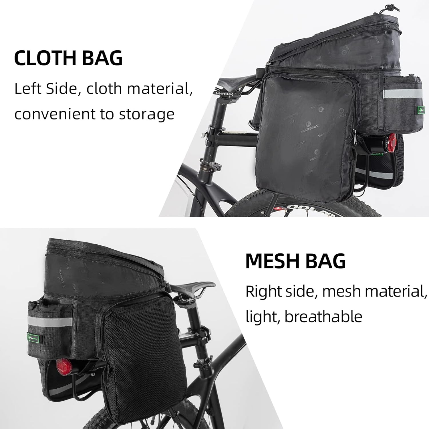 imageROCKBROS Bike Trunk Bag 13L25L Bike Rear Rack Bag Bike Cargo Rack Bag Rear Rack Carrier Bag