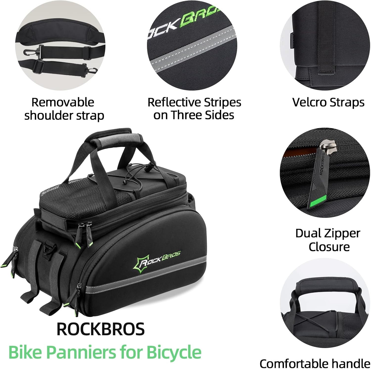 imageROCKBROS Bike Trunk Bag 17L45L Bike Rear Rack Bag WaterproofBlack Grey