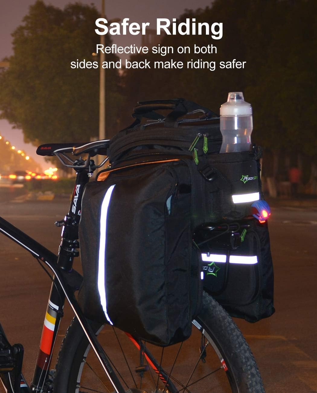 imageROCKBROS Bike Trunk Bag 17L45L Bike Rear Rack Bag WaterproofBlack Grey