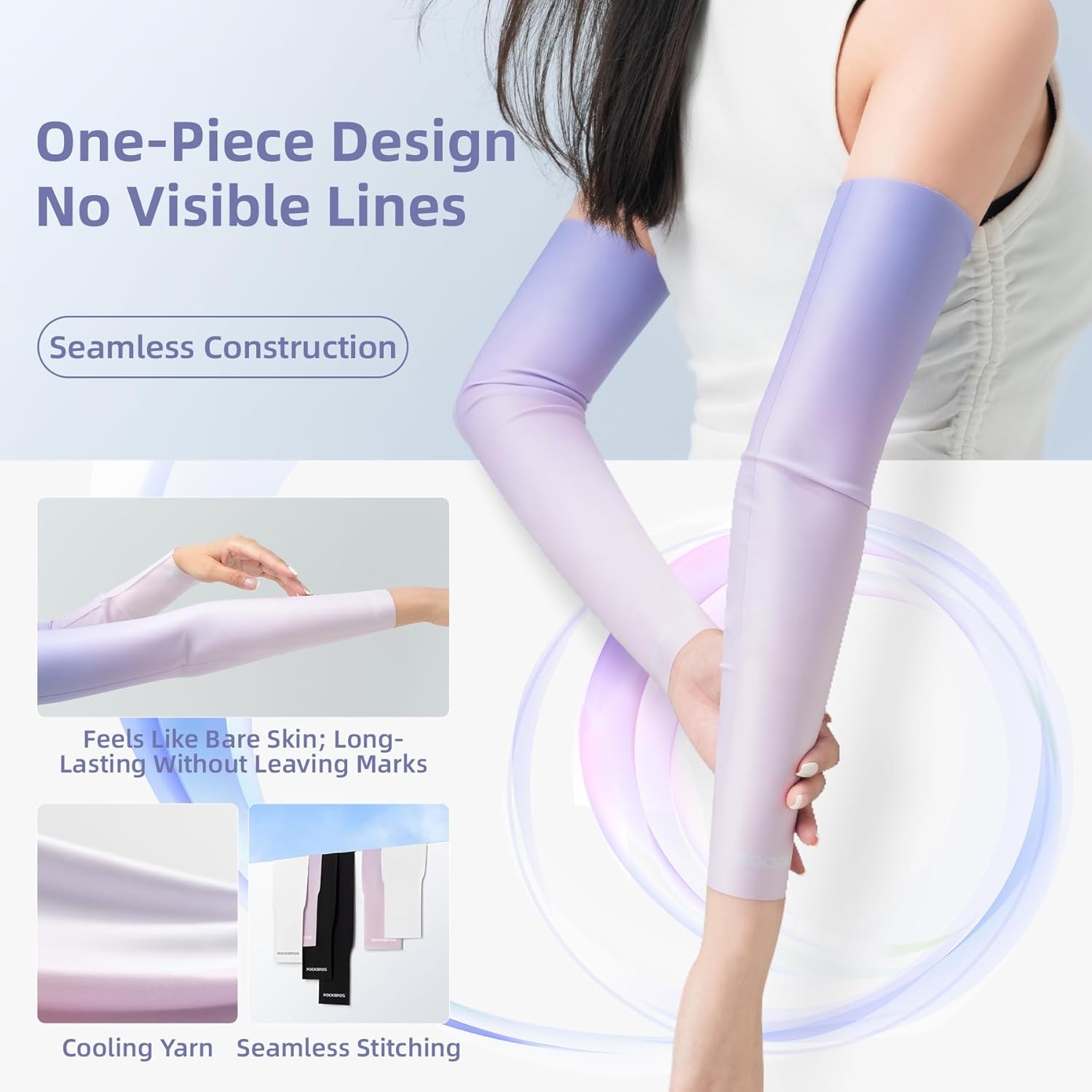 imageROCKBROS Fishing Cycling sports UV Sun Protection Compression Arm Sleeve Men Women Youth Kids Basketball Shooting SleevesWhitem