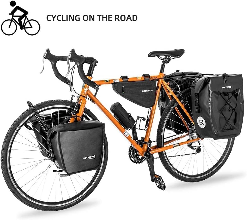 imageROCKBROS Front Roller Panniers Bag Front Rack Bike Bag Sturdy Shelf Package with Carrying Handle amp Free Shoulder Strap for Touring Picnic Commuting 1 PairBlack2