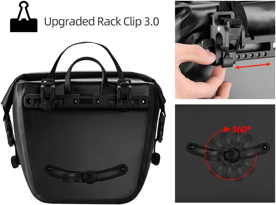imageROCKBROS Front Roller Panniers Bag Front Rack Bike Bag Sturdy Shelf Package with Carrying Handle amp Free Shoulder Strap for Touring Picnic Commuting 1 PairBlack2