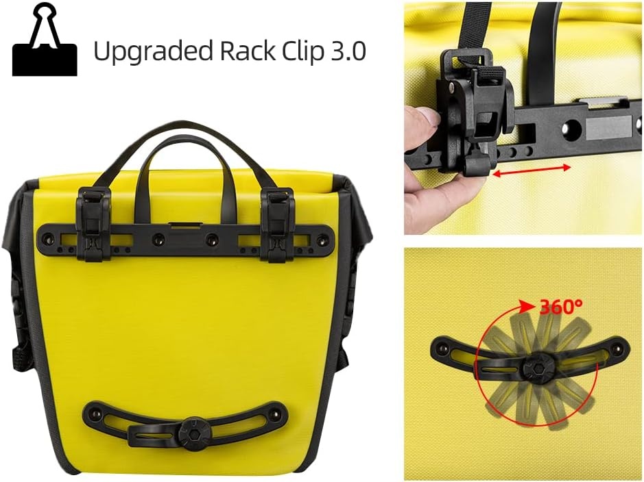 imageROCKBROS Front Roller Panniers Bag Front Rack Bike Bag Sturdy Shelf Package with Carrying Handle amp Free Shoulder Strap for Touring Picnic Commuting 1 PairYellow2
