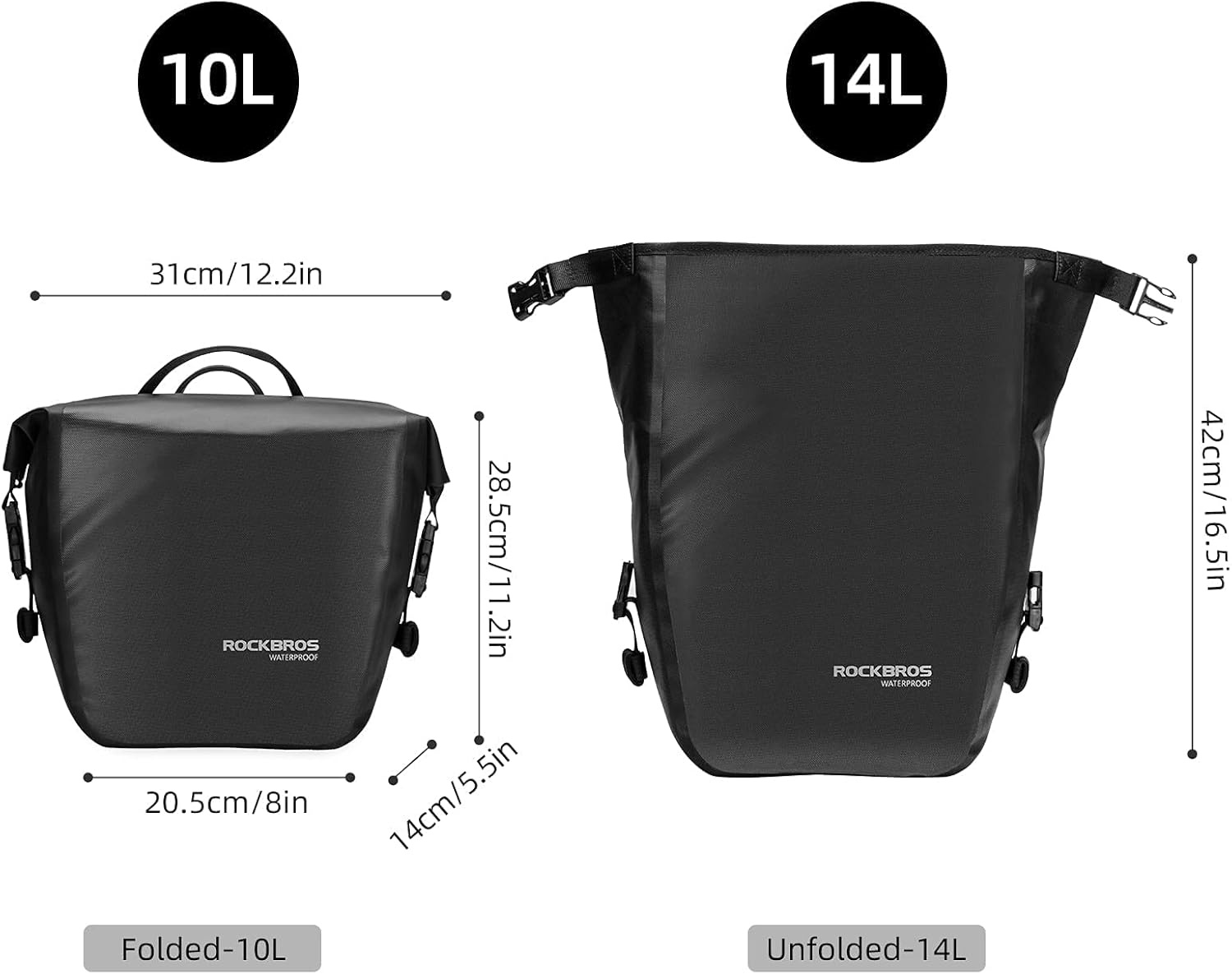 imageROCKBROS Front Roller Panniers Bag Front Rack Bike Bag Sturdy Shelf Package with Carrying Handle amp Free Shoulder Strap for Touring Picnic Commuting 1 PairBlack2