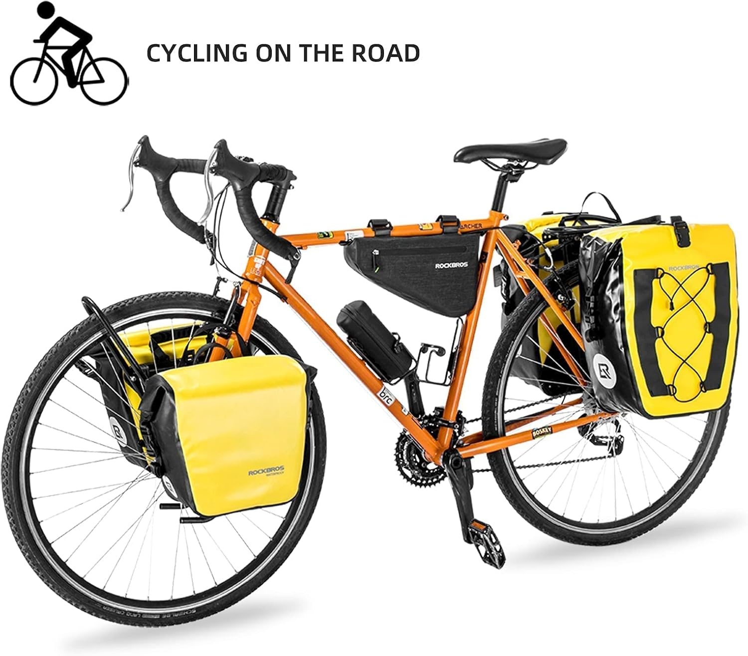 imageROCKBROS Front Roller Panniers Bag Front Rack Bike Bag Sturdy Shelf Package with Carrying Handle amp Free Shoulder Strap for Touring Picnic Commuting 1 PairYellow2