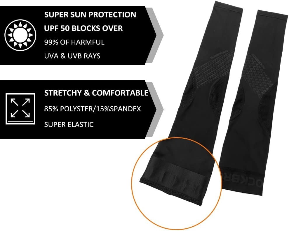 imageROCKBROS Sun Protection Arm Sleeves Cooling Running Golf Fishing Cycling Arm SleevesBlack5