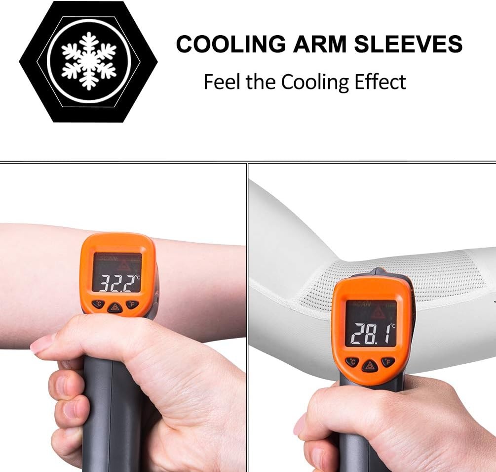 imageROCKBROS Sun Protection Arm Sleeves Cooling Running Golf Fishing Cycling Arm SleevesWhite3