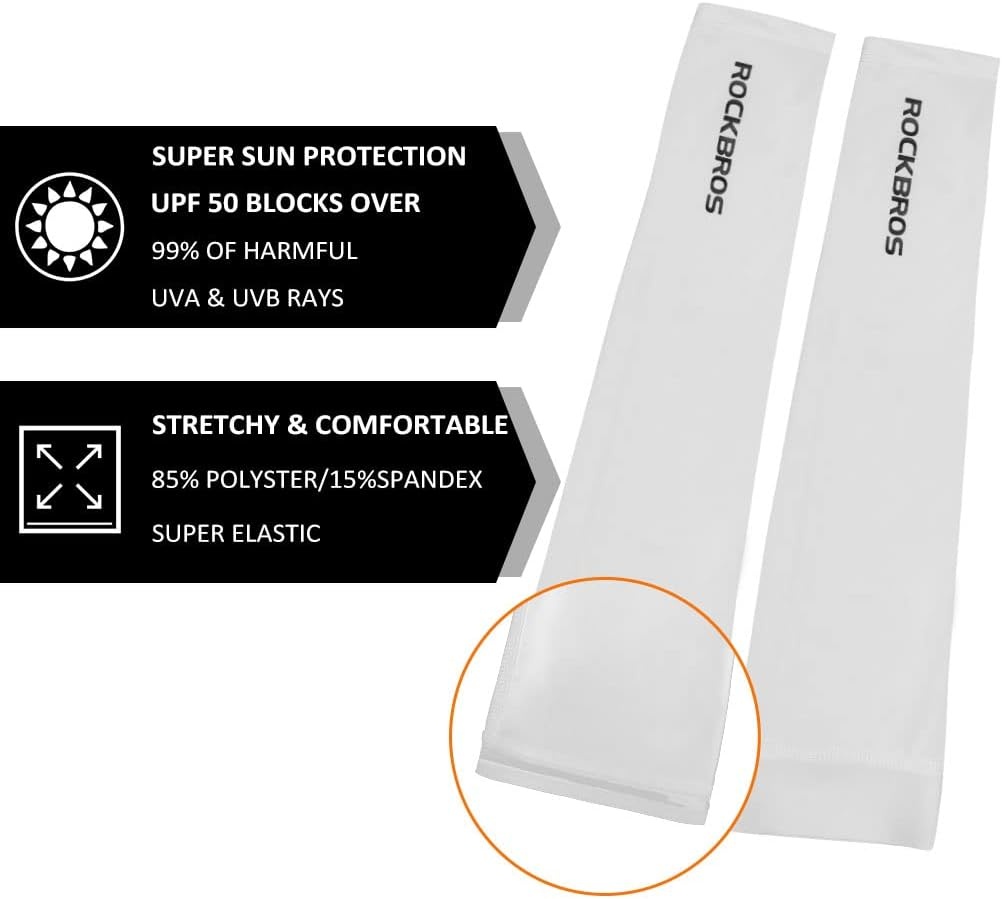 imageROCKBROS Sun Protection Arm Sleeves Cooling Running Golf Fishing Cycling Arm SleevesWhite4