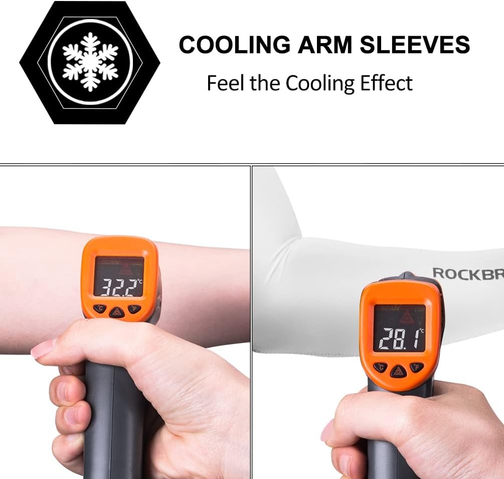 imageROCKBROS Sun Protection Arm Sleeves Cooling Running Golf Fishing Cycling Arm SleevesWhite4