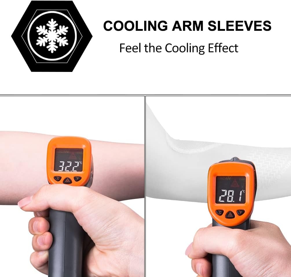 imageROCKBROS Sun Protection Arm Sleeves Cooling Running Golf Fishing Cycling Arm SleevesWhite5