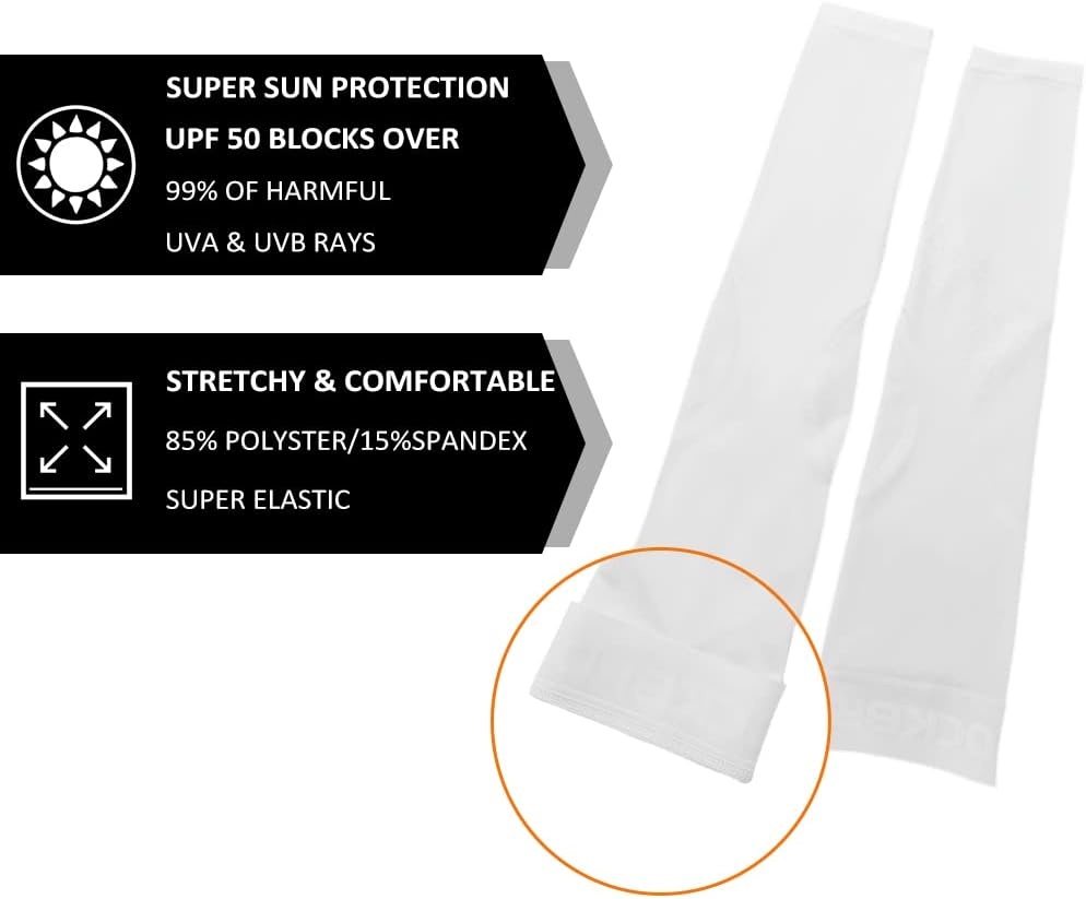 imageROCKBROS Sun Protection Arm Sleeves Cooling Running Golf Fishing Cycling Arm SleevesWhite5