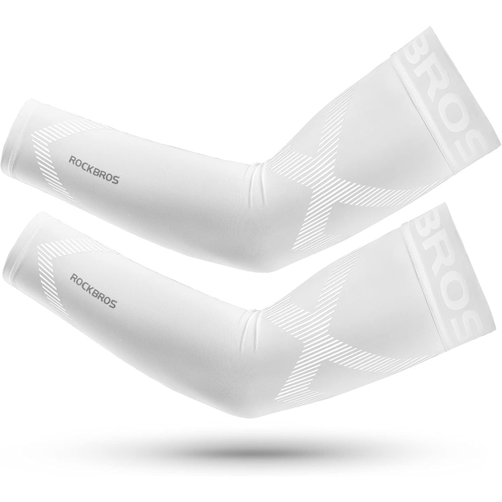 imageROCKBROS Arm Sleeves for Men Women UV Protection UPF 50 Cooling Sun Sleeves Tattoo CoverWhite