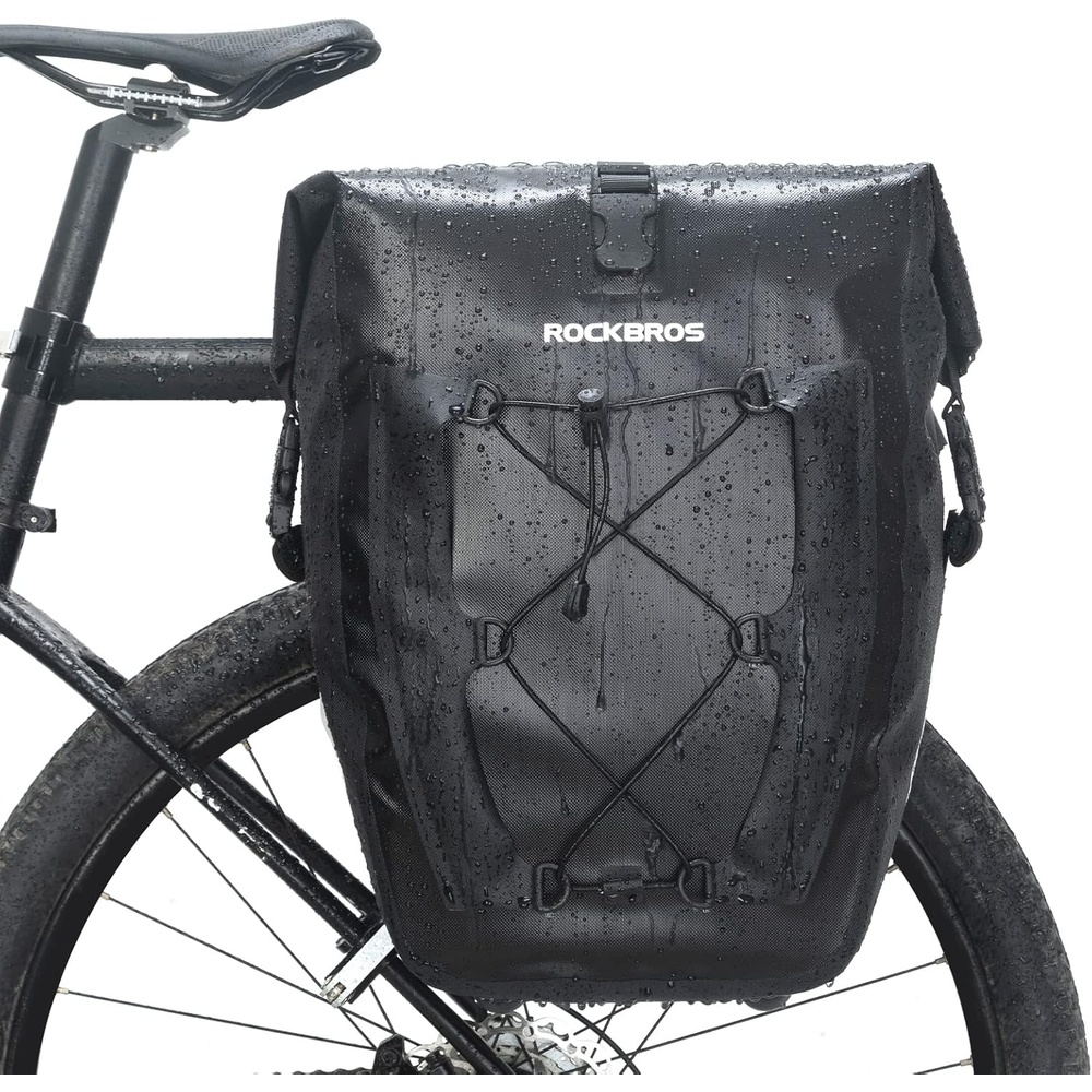 imageROCKBROS Bike Panniers Waterproof Bike Rear Rack Bag Max 30L Large Capacity Bike Rear Panniers for Cycling Traveling Commuting 2 PackBlack1