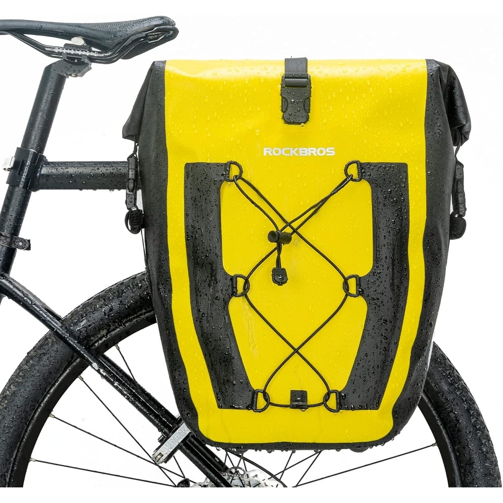 imageROCKBROS Bike Panniers Waterproof Bike Rear Rack Bag Max 30L Large Capacity Bike Rear Panniers for Cycling Traveling Commuting 2 PackYellow1