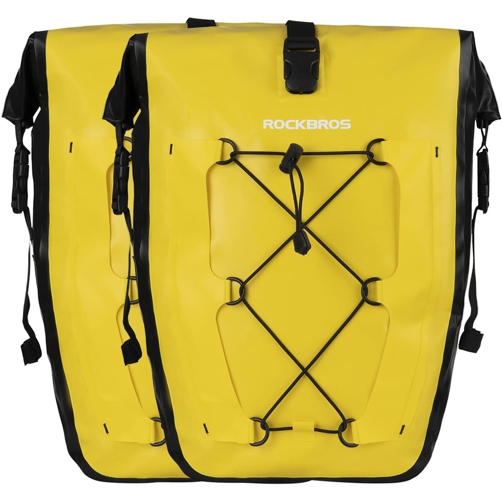 imageROCKBROS Bike Panniers Waterproof Bike Rear Rack Bag Max 30L Large Capacity Bike Rear Panniers for Cycling Traveling Commuting 2 PackYellow2