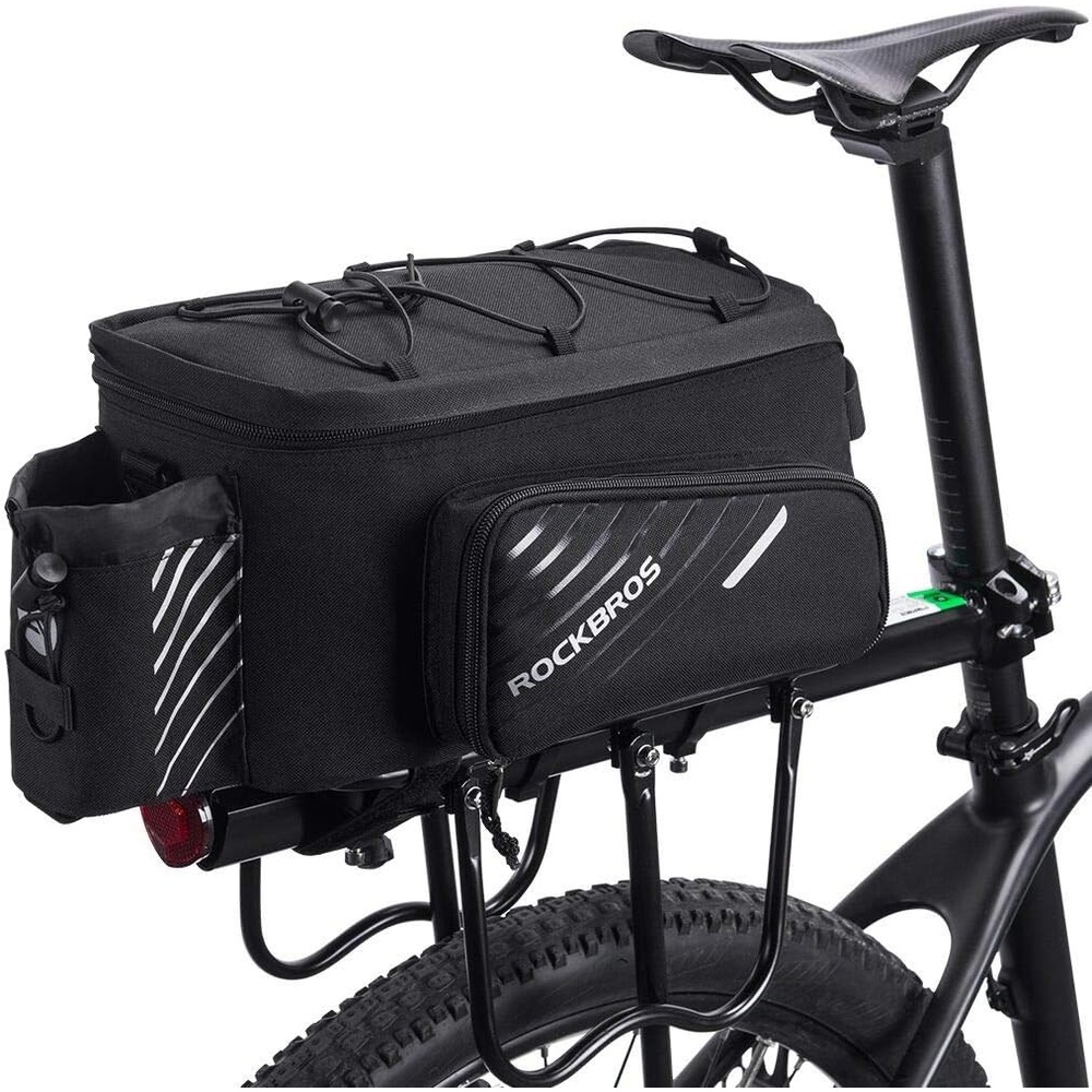 imageROCKBROS Bike Rack Bag Bicycle Bag Trunk Rear Rack Bag Bike Panniers Bike Accessories Basket Storage Luggage Saddle Shoulder Bag 13L for E bike Bicycle With Rain Cover Biking Accessories Gear