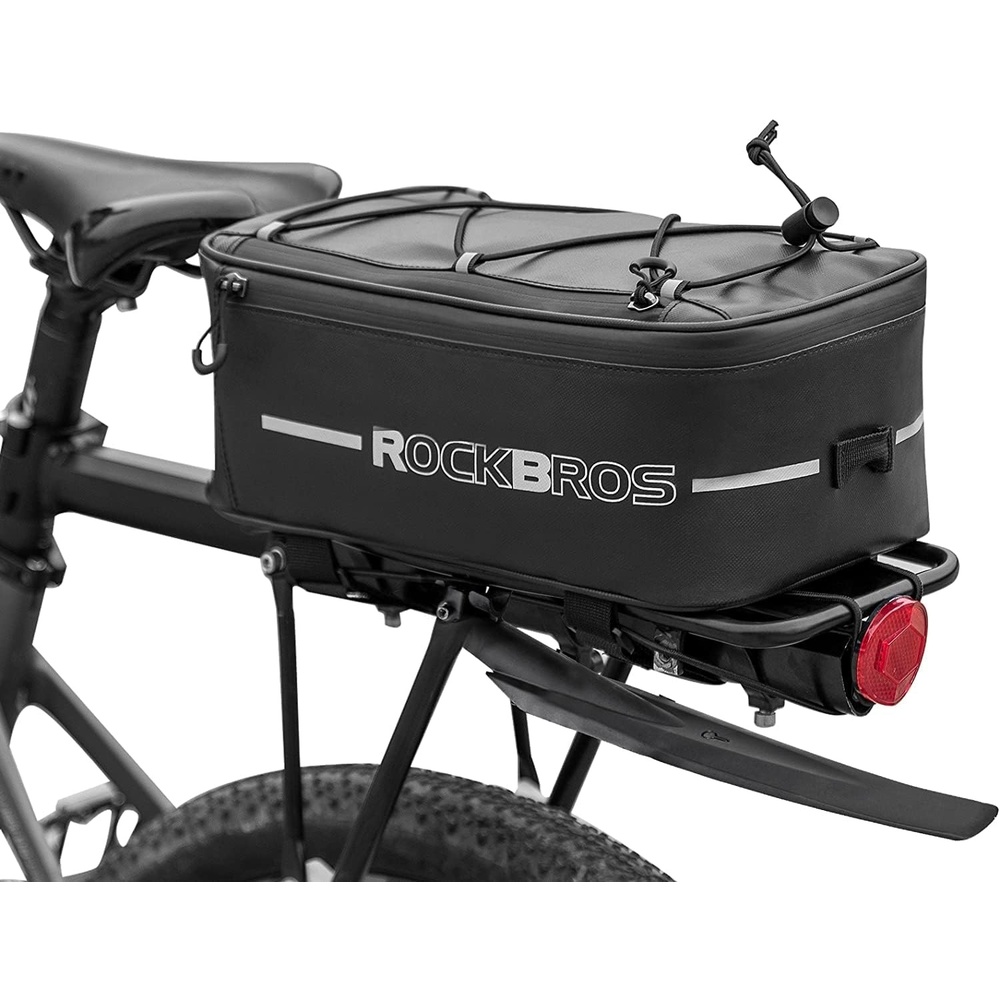 imageROCKBROS Bike Rack Bag Bike Trunk Bag Rear Bike Rack Bag for Travel with Rain Cover amp Reflective Stripes 6LBlack6L