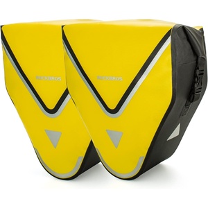 ROCKBROS Bike Pannier Waterproof 27L Large Capacity Bike Bag Rear Rack Bicycle Pannier Bag Waterproof for Grocery Touring Cycling Triangle Grey*1(Triangle Yellow*2)