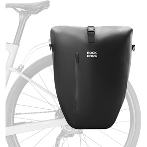 ROCKBROS Bike Panniers 20L Waterproof Roll Up Bike Rack Bag Adjustable Quick Release Buckles,Reflective for Road Mountain Cycling Traveling Commuting(Black*1)