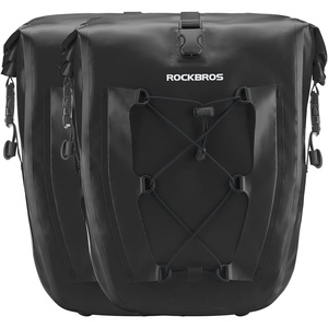 ROCKBROS Bike Panniers Waterproof Bike Rear Rack Bag Max 30L Large Capacity Bike Rear Panniers for Cycling Traveling Commuting 2 Pack(Black*2)