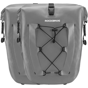 ROCKBROS Bike Panniers Waterproof Bike Rear Rack Bag Max 30L Large Capacity Bike Rear Panniers for Cycling Traveling Commuting 2 Pack(Grey*2)