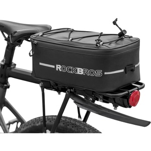 ROCKBROS Bike Rack Bag Bike Trunk Bag Rear Bike Rack Bag for Travel with Rain Cover & Reflective Stripes, 6L(Black)(9L)