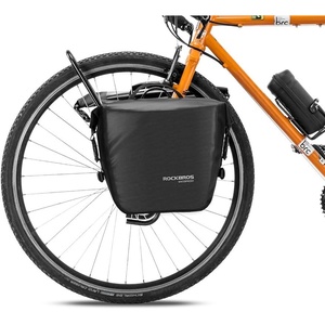 ROCKBROS Front Roller Panniers Bag Front Rack Bike Bag Sturdy Shelf Package with Carrying Handle & Free Shoulder Strap for Touring Picnic Commuting 1 Pair(Black*2)