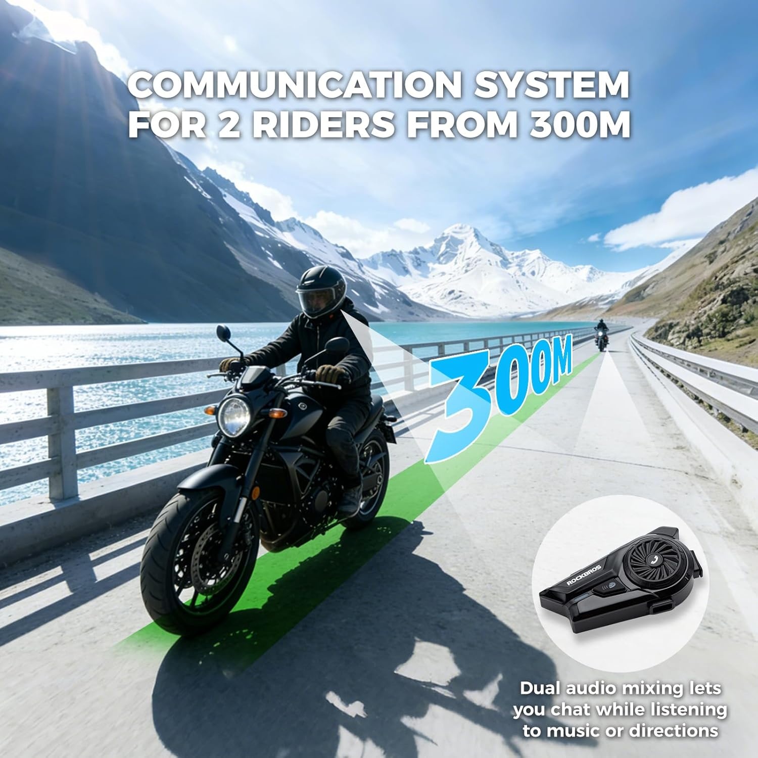 imageROCKBROS Bike Motorcycle Helmet Bluetooth Headset R1 Versatile Helmet Fit2Way Bluetooth Communication System for Skiing Snowboarding MTB and Outdoor Cycling Helmet Activities
