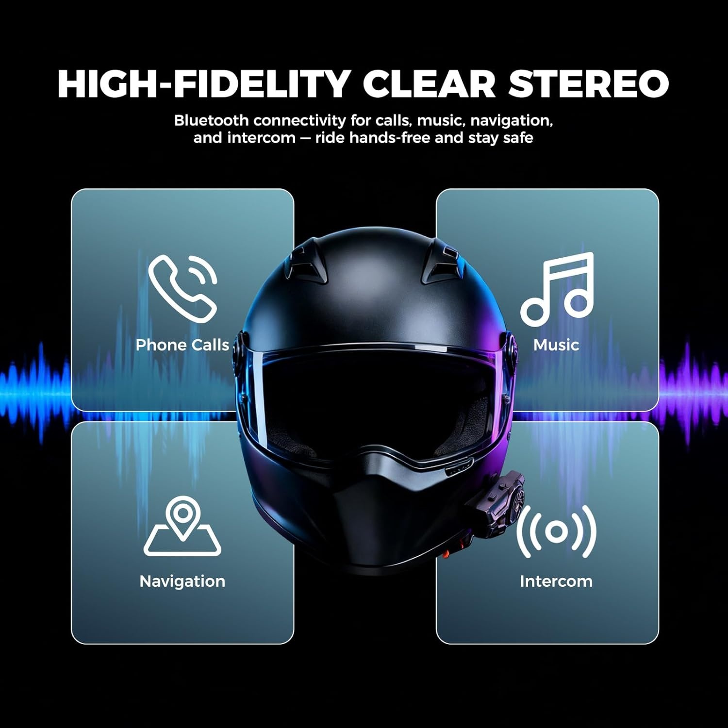 imageROCKBROS Bike Motorcycle Helmet Bluetooth Headset R1 Versatile Helmet Fit2Way Bluetooth Communication System for Skiing Snowboarding MTB and Outdoor Cycling Helmet Activities