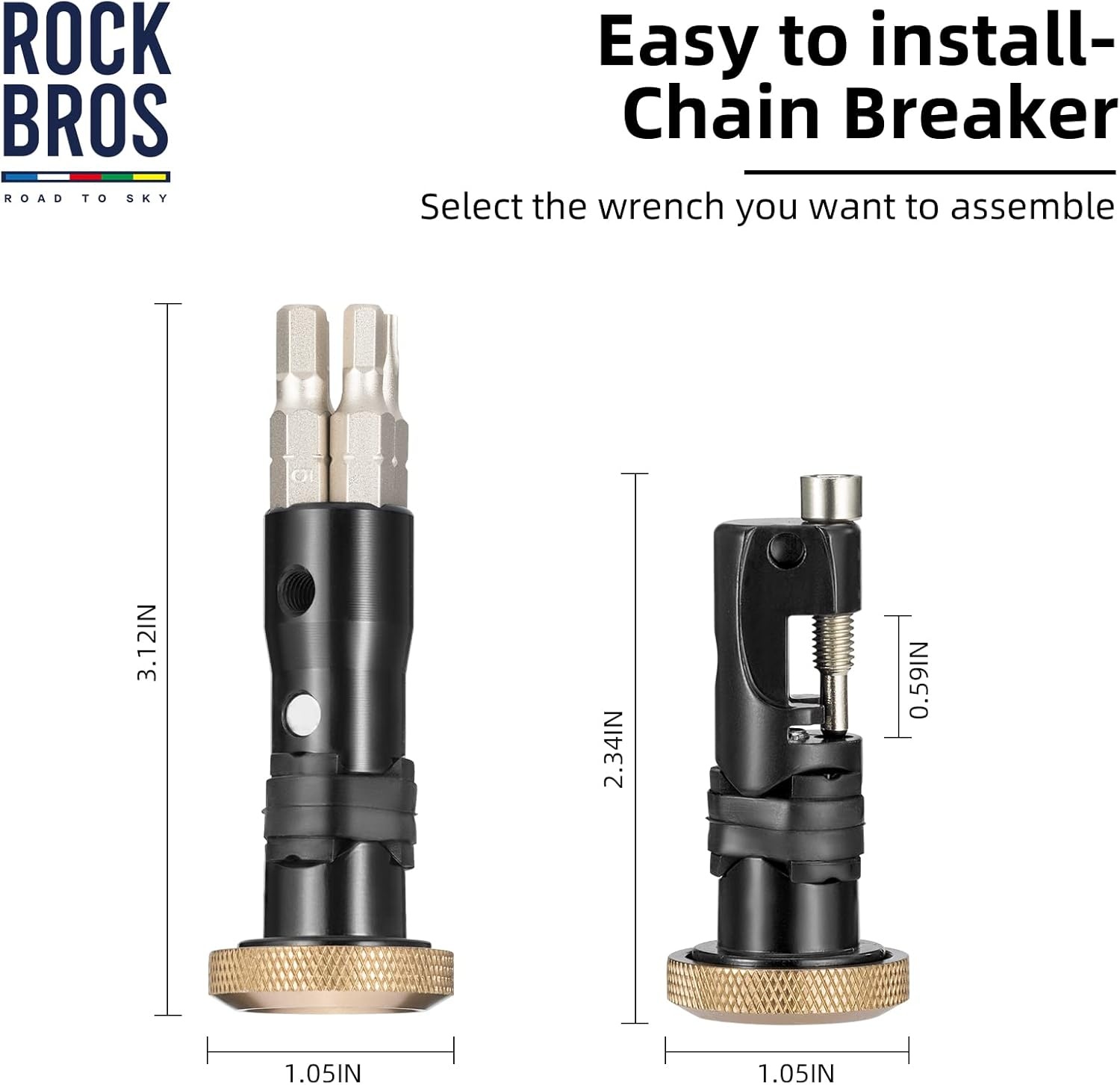 image:imageROCKBROS Bike Multitool Repair Tool Set Includes Chain Tool Torx T25 Hex 345mm Allen Wrench Set Aluminum Handlebar End Plugs for RoadMountain Bikes