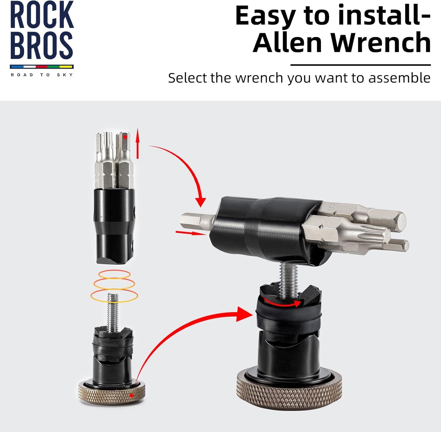 image:imageROCKBROS Bike Multitool Repair Tool Set Includes Chain Tool Torx T25 Hex 345mm Allen Wrench Set Aluminum Handlebar End Plugs for RoadMountain Bikes