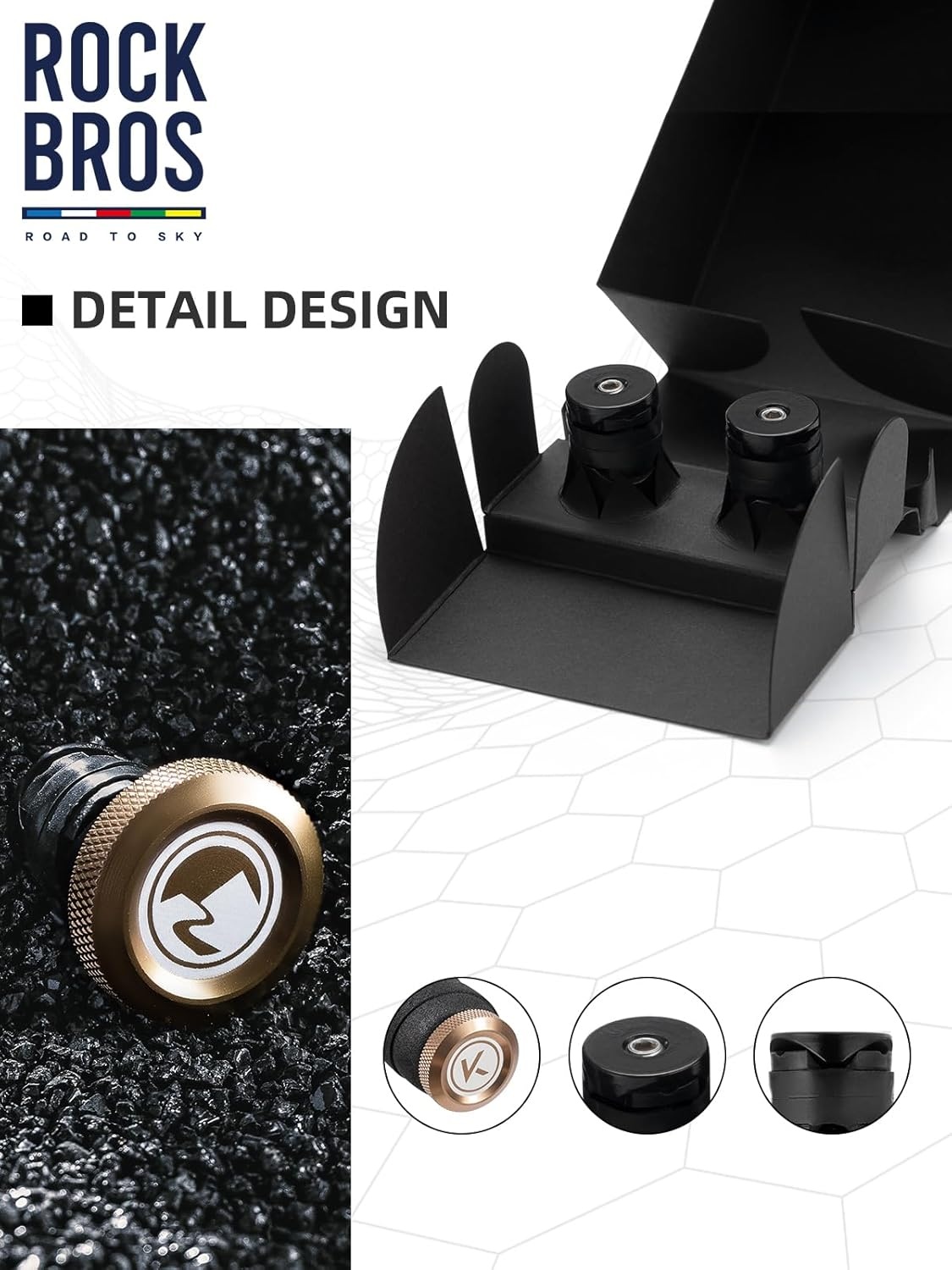 image:imageROCKBROS Handlebar End Plugs Expanding Aluminum and Adjustable Handlebar Bike Bar Ends for Road Mountain BMX MTB Bicycle 2 Set Plug or Cap for Bike Bars