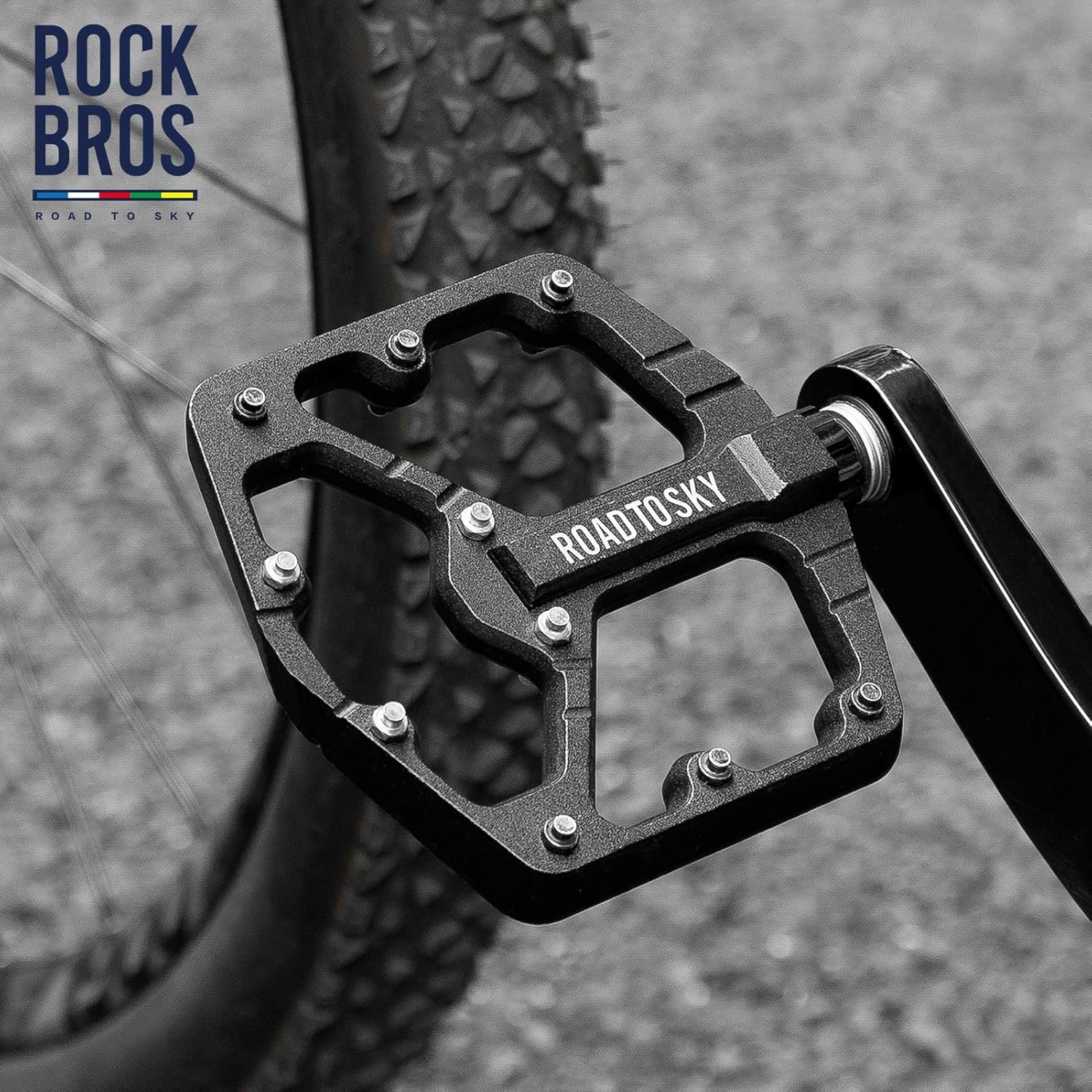image:imageROCKBROS Mountain Bike Pedals MTB Pedals Flat Bike Pedals Sealed Bearing NonSlip Bicycle Platform Pedals Aluminum Alloy 916 for BMX Road Bike