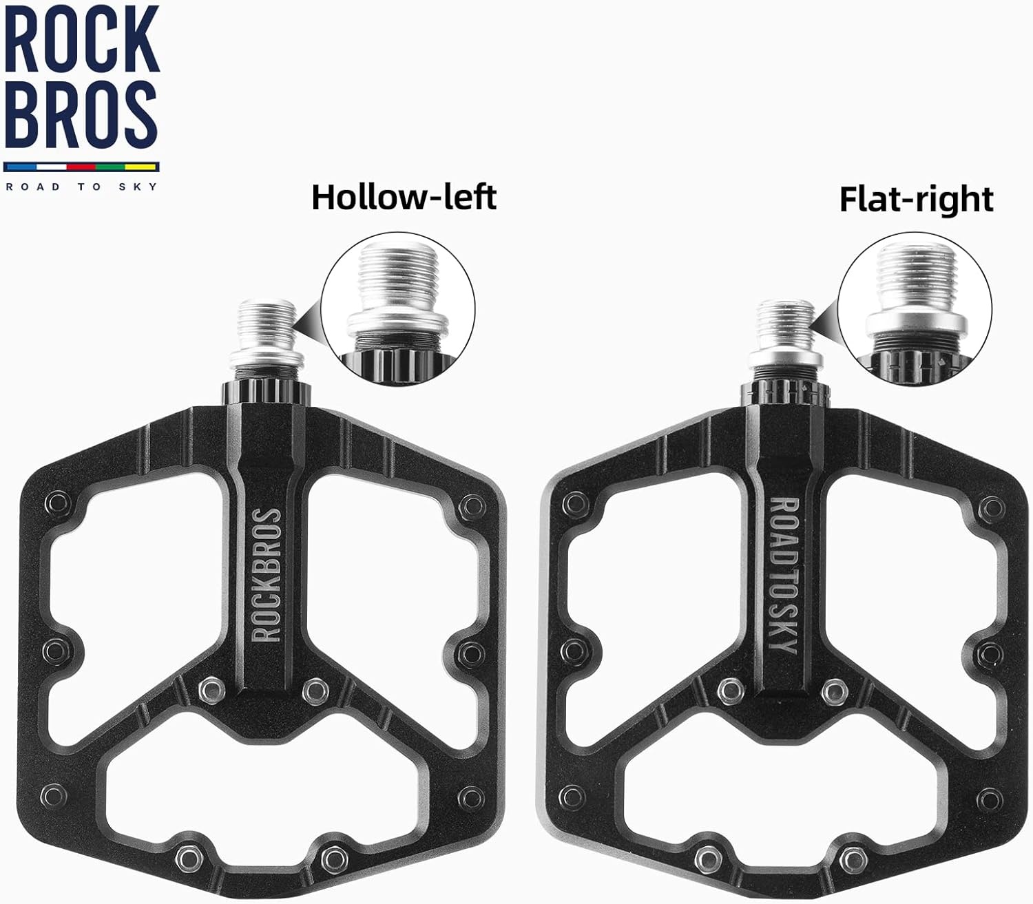 image:imageROCKBROS Mountain Bike Pedals MTB Pedals Flat Bike Pedals Sealed Bearing NonSlip Bicycle Platform Pedals Aluminum Alloy 916 for BMX Road Bike