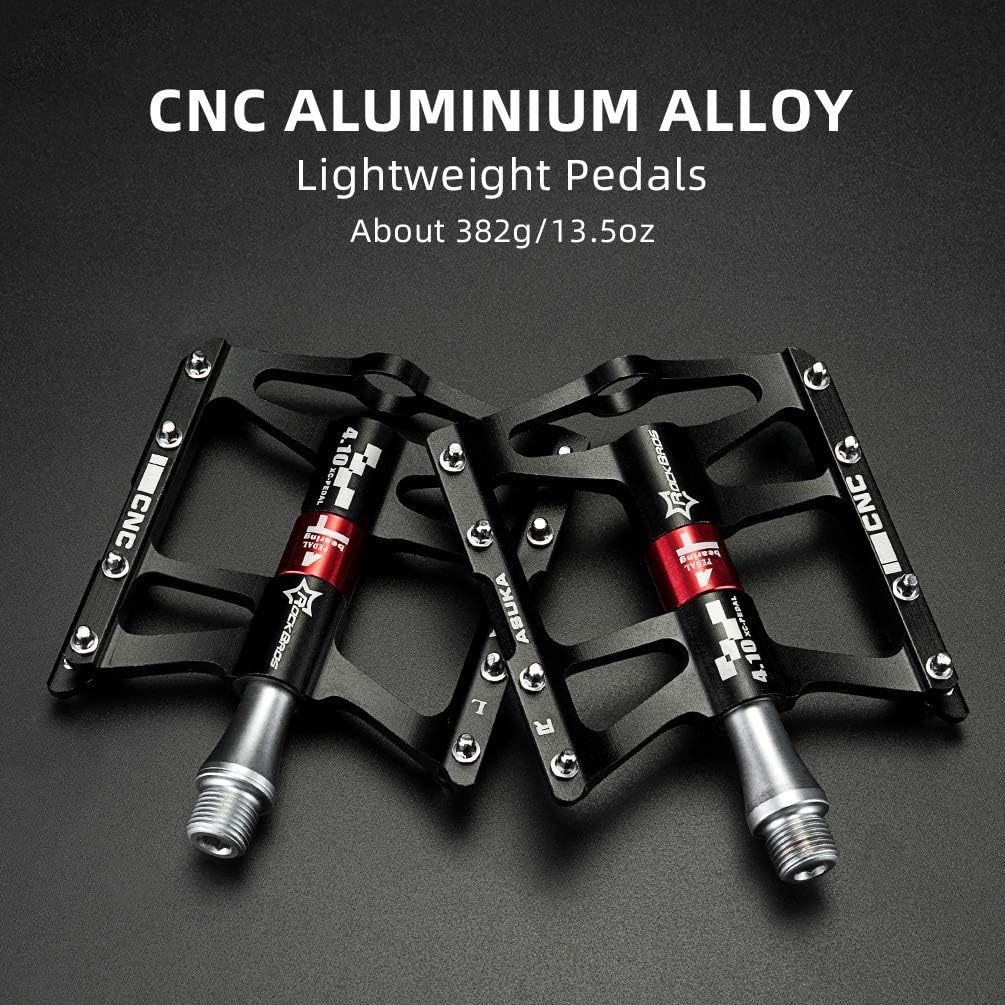 image:imageROCKBROS 4 Bearings Mountain Bike Pedals MTB Padals Platform Flat Bike Pedals Aluminum Alloy 916Black